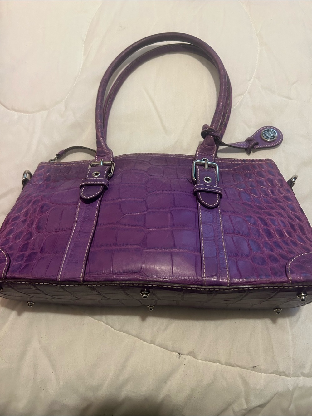 Dooney & Bourke Purple Croc-Embossed Shoulder Bag
